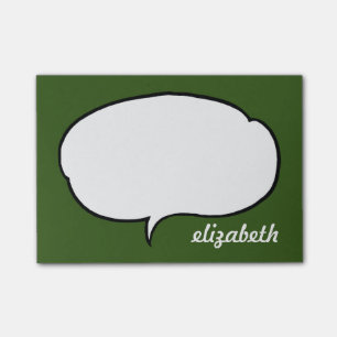 Personalisierter Name der grünen und weißen Talk Post-it Klebezettel