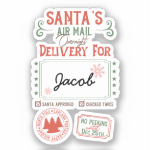 Personalisierter Name der Luftpost des Weihnachtsm Aufkleber