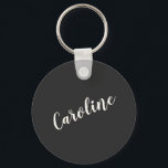 Personalisierter Name der Minimalistischen schwarz Schlüsselanhänger<br><div class="desc">Minimalistische Kalligrafie Personalisierter Name Schlüsselanhänger in Schwarz</div>