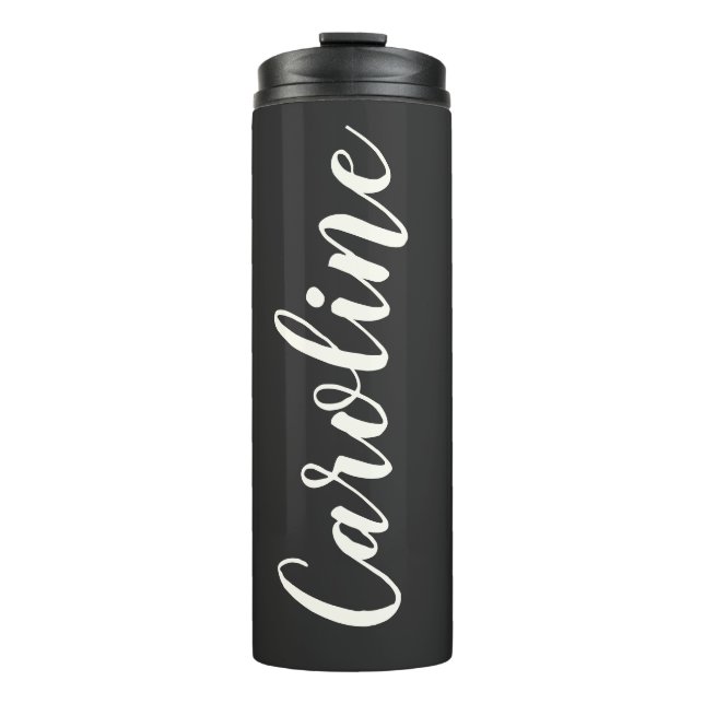 Personalisierter Name der Minimalistischen schwarz Thermosbecher (Vorderseite)