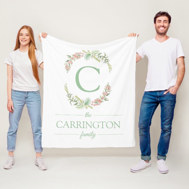 Personalisierter Name der Monogram-Familie Fleecedecke (Beispiel)