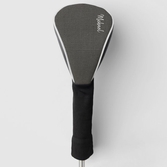 Personalisierter Name der natürlichen Leinwand Golf Headcover (Vorderseite)