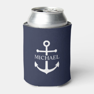 Personalisierter Name der Nautic Navy Blue Anchor Dosenkühler