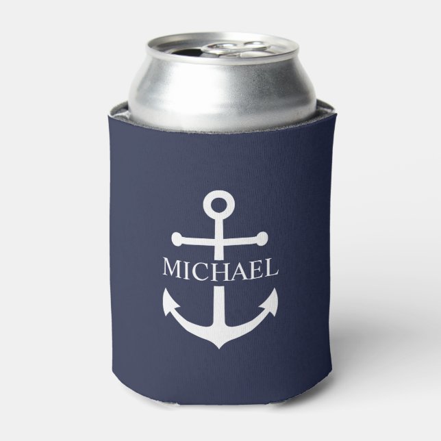 Personalisierter Name der Nautic Navy Blue Anchor Dosenkühler (Kanne Vorderseite)