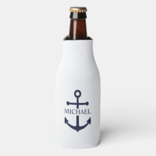 Personalisierter Name der Nautic Navy Blue Anchor Flaschenkühler