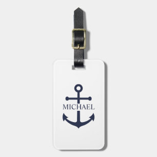 Personalisierter Name der Nautic Navy Blue Anchor Gepäckanhänger