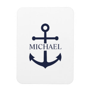 Personalisierter Name der Nautic Navy Blue Anchor Magnet