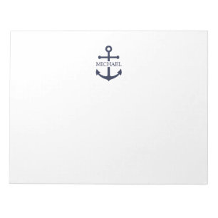 Personalisierter Name der Nautic Navy Blue Anchor Notizblock