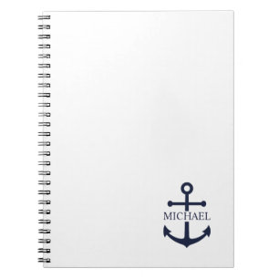 Personalisierter Name der Nautic Navy Blue Anchor Notizblock