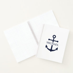 Personalisierter Name der Nautic Navy Blue Anchor Notizbuch