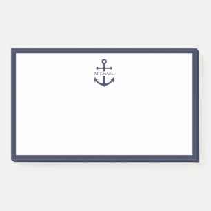 Personalisierter Name der Nautic Navy Blue Anchor Post-it Klebezettel