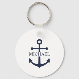 Personalisierter Name der Nautic Navy Blue Anchor Schlüsselanhänger