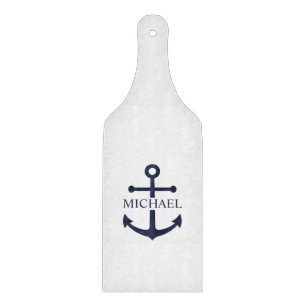 Personalisierter Name der Nautic Navy Blue Anchor Schneidebrett