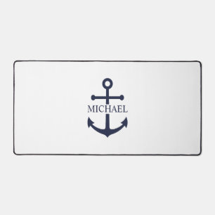 Personalisierter Name der Nautic Navy Blue Anchor Schreibtischunterlage
