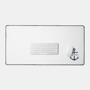 Personalisierter Name der Nautic Navy Blue Anchor Schreibtischunterlage