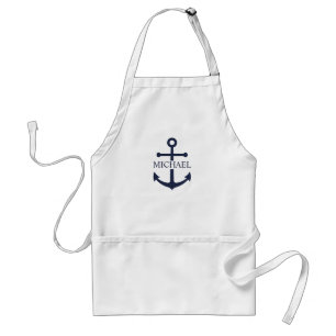 Personalisierter Name der Nautic Navy Blue Anchor Schürze