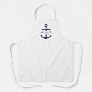 Personalisierter Name der Nautic Navy Blue Anchor Schürze