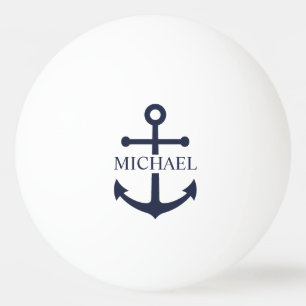 Personalisierter Name der Nautic Navy Blue Anchor Tischtennisball