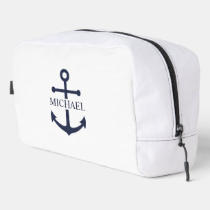 Personalisierter Name der Nautic Navy Blue Anchor Waschbeutel
