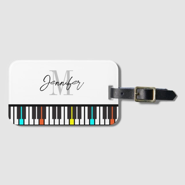 Personalisierter Name der Piano-Monogramm Gepäckanhänger (Vorderseite (Horizontal))