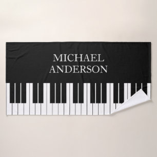 Personalisierter Name der Piano-Tastatur Badehandtuch