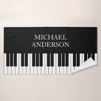 Personalisierter Name der Piano-Tastatur Badehandtuch