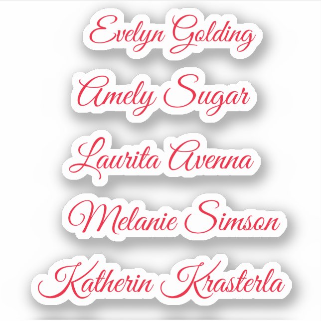 Personalisierter Name der roten, eleganten Schrift Aufkleber (Vorderseite)