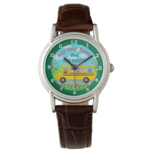 Personalisierter Name der Schulbustreiber-Tier-  Armbanduhr