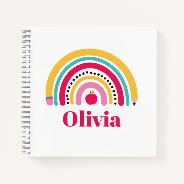 Personalisierter Name der Schule Rainbow Notizbuch (Vorderseite)