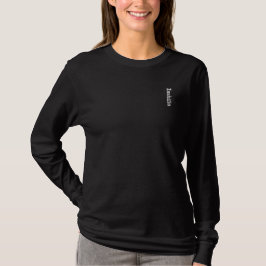 Personalisierter Name der schwarzen Feder nach unt Besticktes Langarmshirt