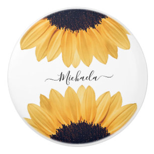 Personalisierter Name der Sonnenblume Keramikknauf