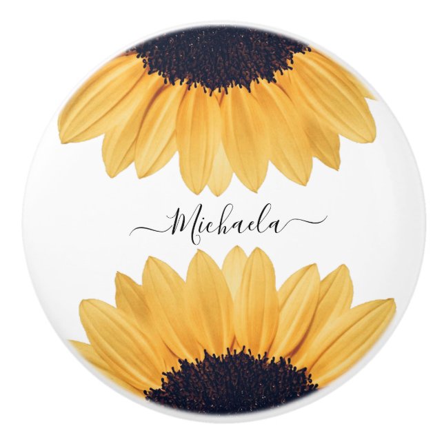 Personalisierter Name der Sonnenblume Keramikknauf (Vorderseite)