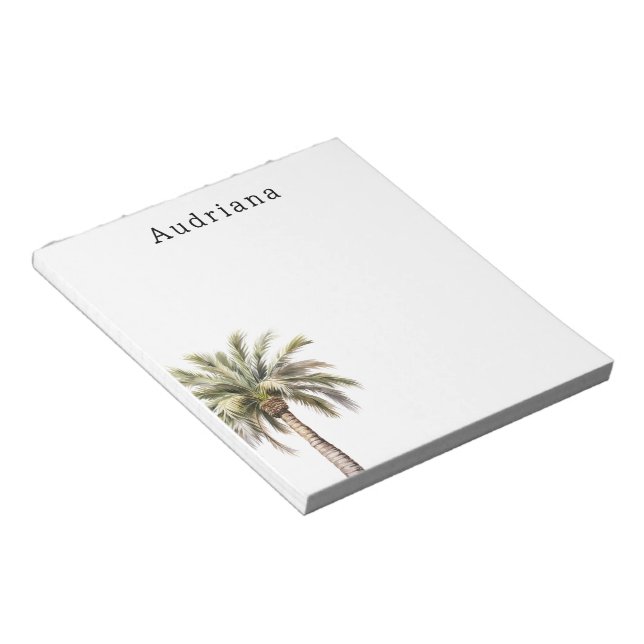 Personalisierter Name der tropischen Palme Notizblock (angewinkelt)
