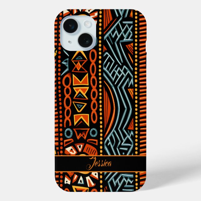 Personalisierter Name des afrikanischen Druckmuste Case-Mate iPhone Hülle (Rückseite)