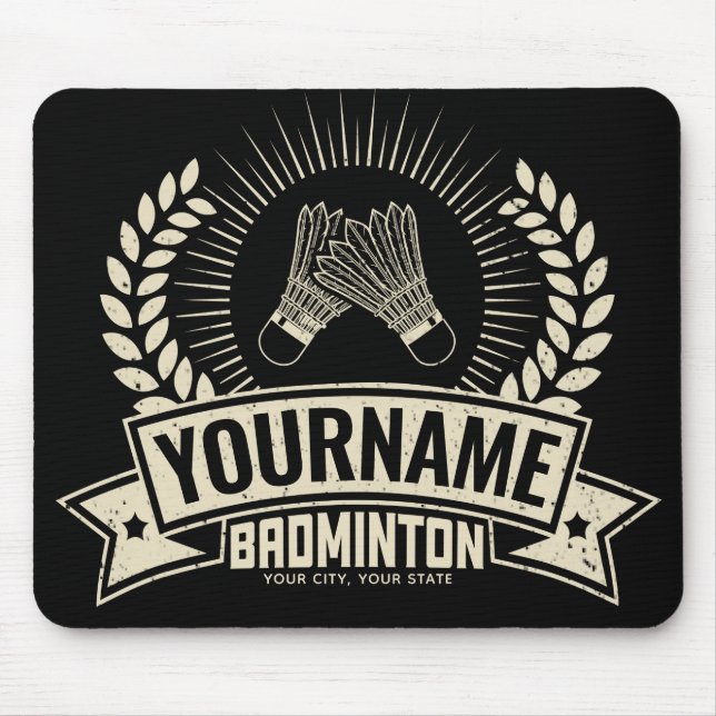 Personalisierter Name des Badminton-Spielers Racqu Mousepad (Vorne)
