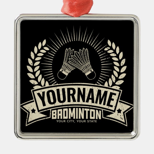 Personalisierter Name des Badminton-Spielers Racqu Ornament Aus Metall (Vorne)