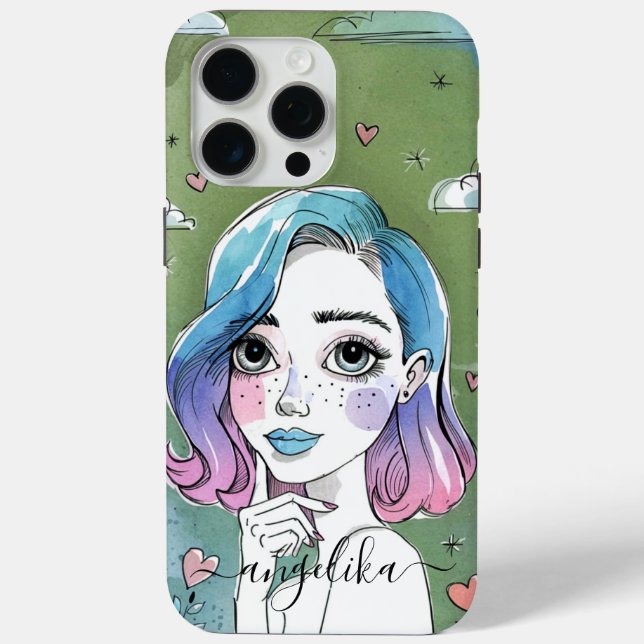Personalisierter Name des bemalten Mädchens Case-Mate iPhone Hülle (Rückseite)