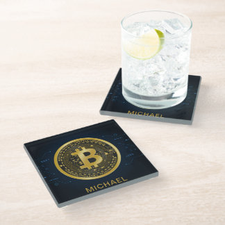 Personalisierter Name des Bitcoin-Kryptowährung Glasuntersetzer