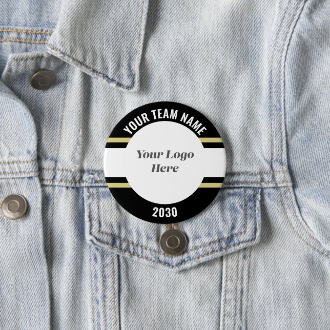 Personalisierter Name des Black and Gold Sports Te Button (Beispiel)