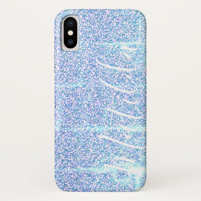Personalisierter Name des blauen Glitzer Case-Mate iPhone Hülle (Rückseite)