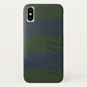 Personalisierter Name des blauen grünen Streifens Case-Mate iPhone Hülle
