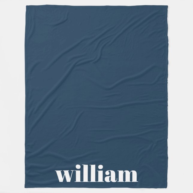 Personalisierter Name des blauen Monogramms Fleecedecke (Vorderseite)