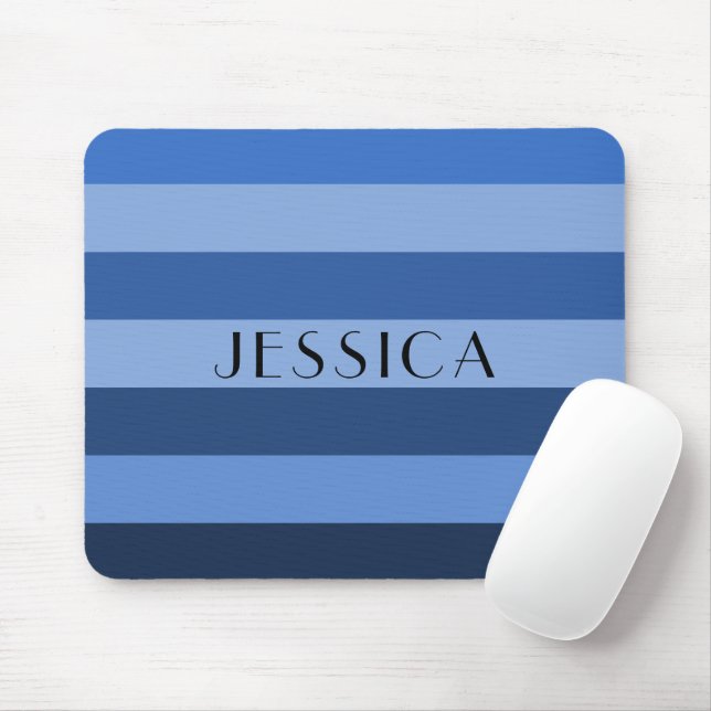 Personalisierter Name des blauen Streifenmusters Mousepad (Mit Mouse)