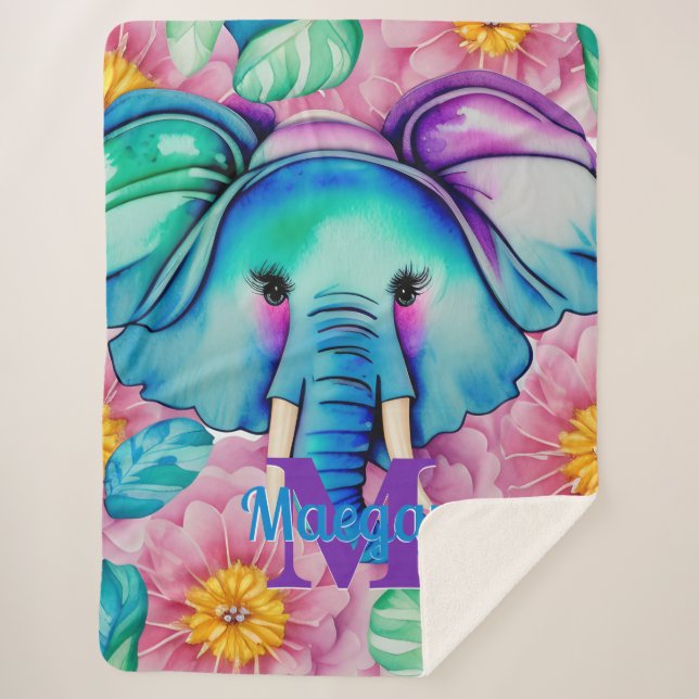 Personalisierter Name des Blauen Wasserfarben Sherpadecke (Vorderseite)