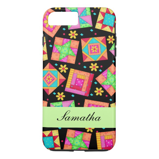 Personalisierter Name des Blockblocks für schwarze Case-Mate iPhone Hülle (Rückseite)
