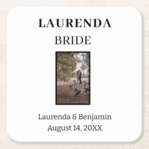 Personalisierter Name des Bride Square Paper Unter Rechteckiger Pappuntersetzer
