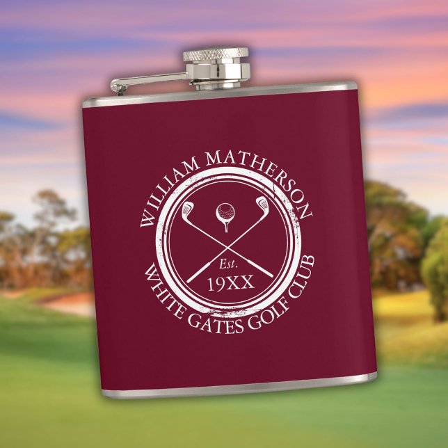 Personalisierter Name des Burgundy Red Club Flachmann (Personalized Burgundy Red Club Name Flask)