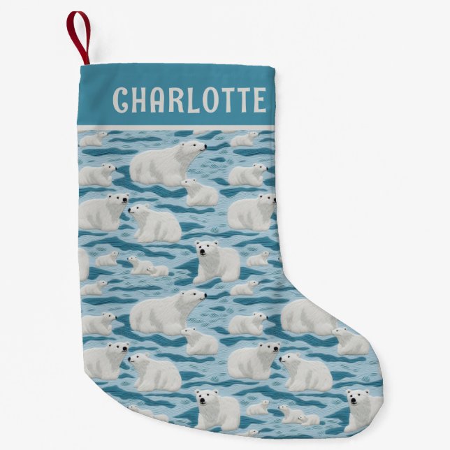 Personalisierter Name des Eisbären Kleiner Weihnachtsstrumpf (Vorderseite)