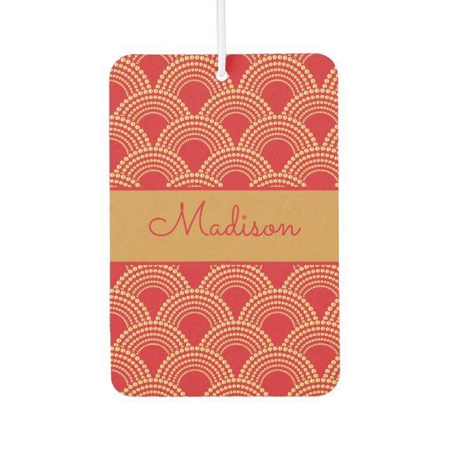 Personalisierter Name des eleganten Red Gold Scall Autolufterfrischer (Vorderseite)