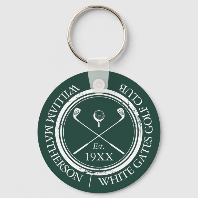 Personalisierter Name des Emerald Green Golf Clubs Schlüsselanhänger (Vorderseite)